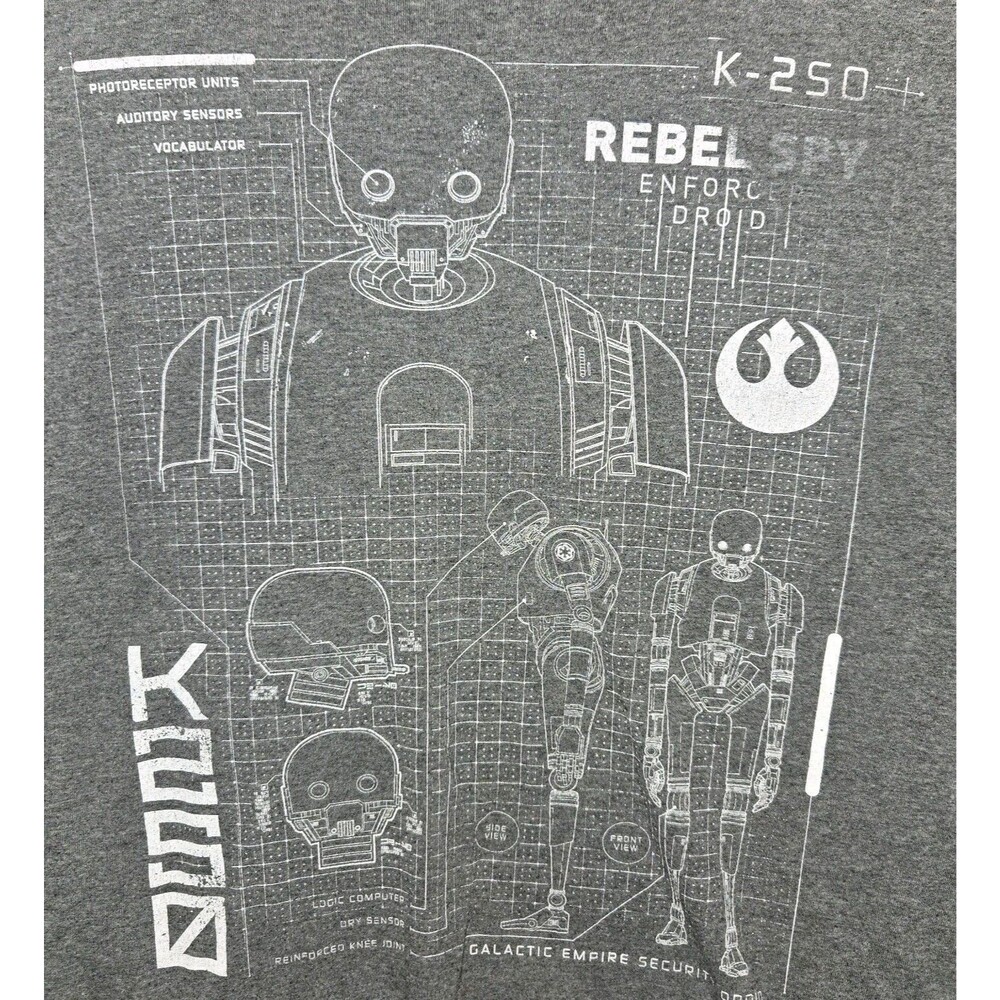 Star Wars FIFTH SUN K-250 Droid T-Shirt Gray Size M Men's Short Sleeves - Picture 2 of 4